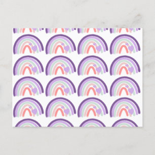 Carte Postale Motif arc-en-ciel violet dessiné à la main pour la