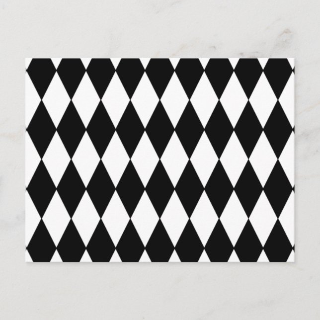 Carte Postale Motif arlequin noir blanc (Devant)