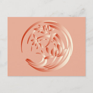 Carte Postale Motif Art Déco Lily - orange corail