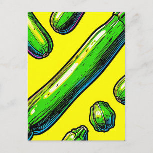 Carte Postale Motif Art Pop Néon Courgette