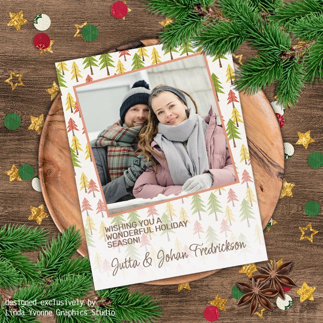 Carte Postale Motif artistique d'arbre résineux rustique simple  (Créateur téléchargé)