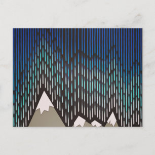 Carte Postale Motif artistique Montagnes en forme de pluies bleu