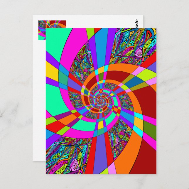 Carte Postale Motif artistique peint à la main et numériquement  (Devant / Derrière)