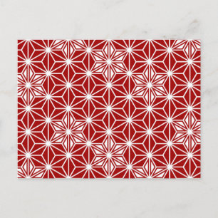 Carte Postale Motif Asanoha japonais - rouge foncé