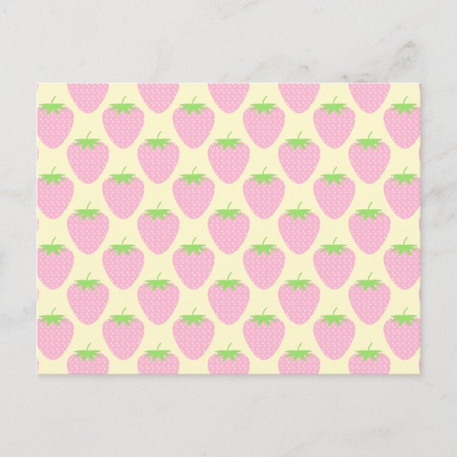 Carte Postale Motif aux fraises roses. (Devant)