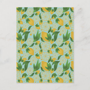 Carte postale Motif aux fruits de citron turquoise