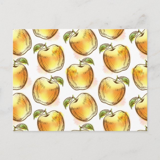 Carte Postale Motif avec pomme jaune (Devant)
