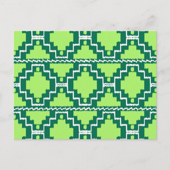 Carte Postale Motif Aztec Ikat - Forêt et Vert Citron (Devant)