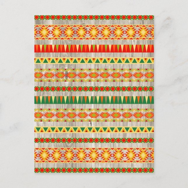 Carte Postale Motif aztèque moderne sur bois (Devant)