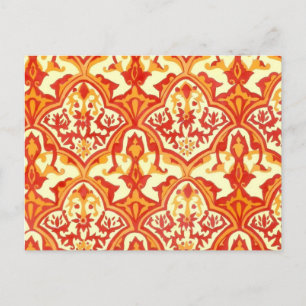 CARTE POSTALE MOTIF BEAU - ROUGE & ORANGE