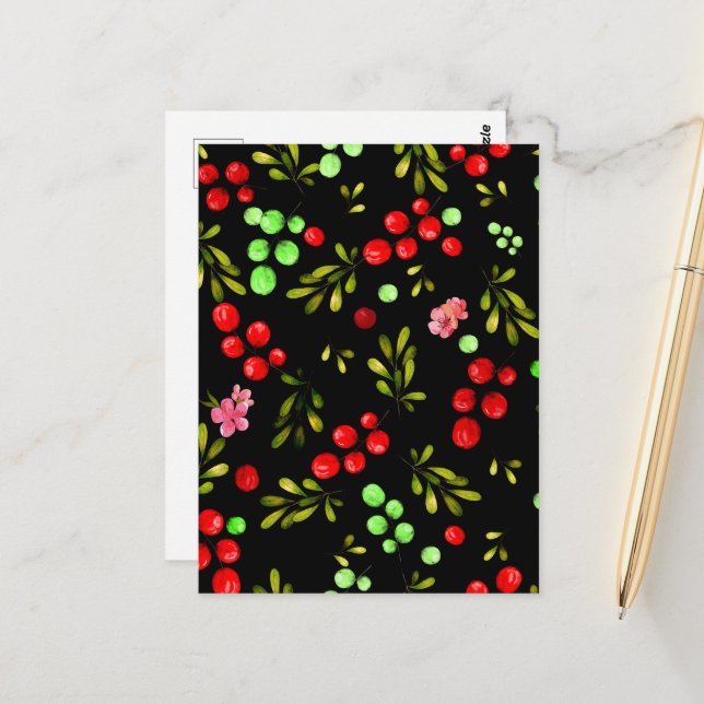 Carte Postale Motif Berries (Devant/Arrière en situation)