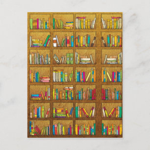 Carte Postale motif bibliothèque