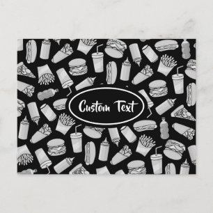 Carte Postale Motif blanc pour icônes de restauration rapide