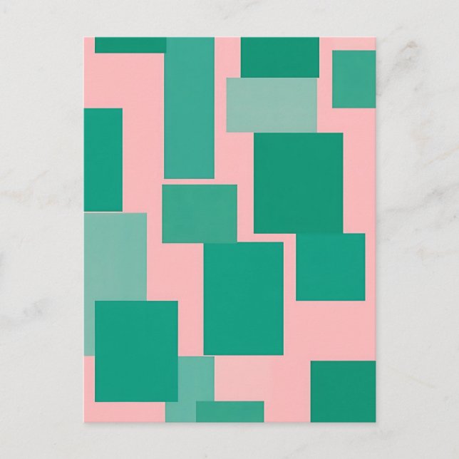 Carte Postale Motif Bloc de Couleurs Abstrait Moderne Rose Sarce (Devant)
