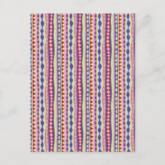 Carte Postale Motif bohème tribal rayé coloré dessiné à la main