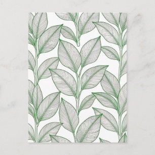 Carte Postale Motif botanique de feuille de laurier vert