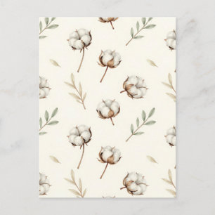 Carte Postale Motif botanique de fleur de coton doux