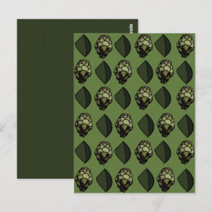 Carte Postale Motif botanique de plante de légume artichaut