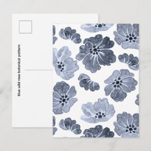 Carte Postale Motif botanique de rose sauvage bleue