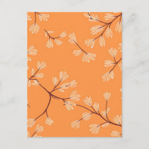 Carte Postale Motif botanique orange Branches dessinées à la mai