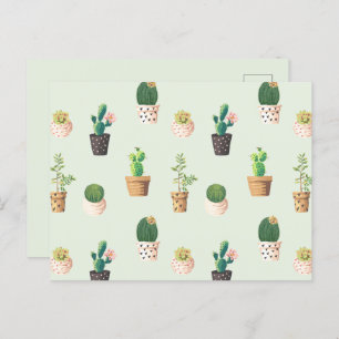 Carte postale Motif Cactus Vert clair