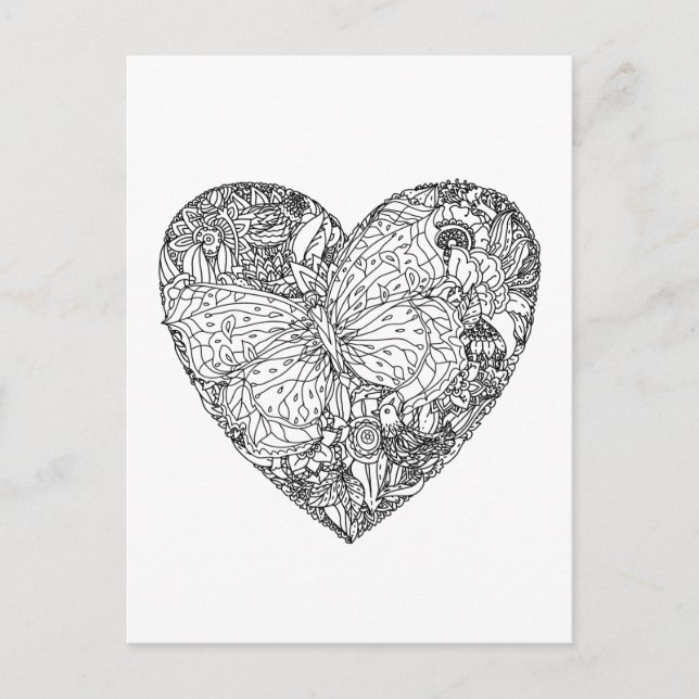 Carte Postale Motif cardiaque papillon (Devant)
