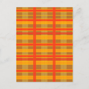 Carte Postale Motif carreaux à carreaux rouge orange rétro
