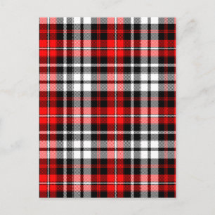 Carte Postale Motif carreaux tartan rouge noir blanc