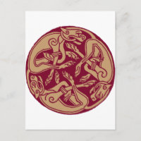 Motif celtique avec chiens - bordeaux et beige