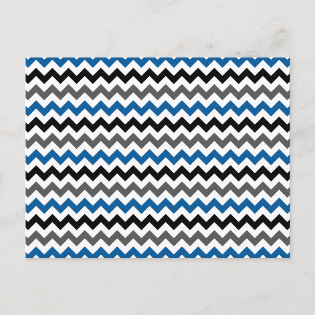 Carte Postale Motif Chevron Arrière - plan bleu gris noir blanc (Devant)