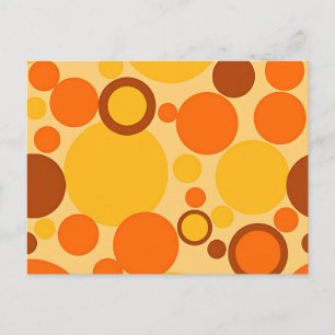 Carte Postale Motif circulaire les années 70 rétro en orange Bro