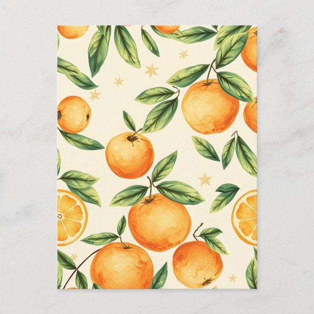 Carte Postale Motif Citron Oranges Aquarelle (Devant)