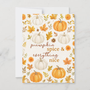 Carte Postale Motif Citrouille mignon   Thanksgiving