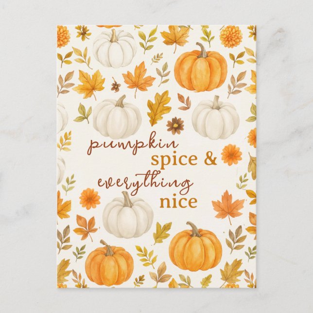 Carte Postale Motif Citrouille mignon | Thanksgiving (Devant)