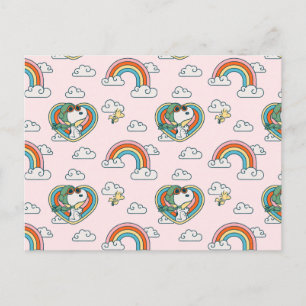 Carte Postale Motif Cœur Arc-en-Ciel Snoopy & Woodstock