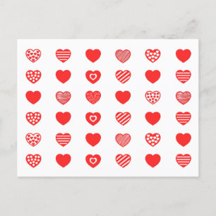 Carte Postale motif Cœurs Amour