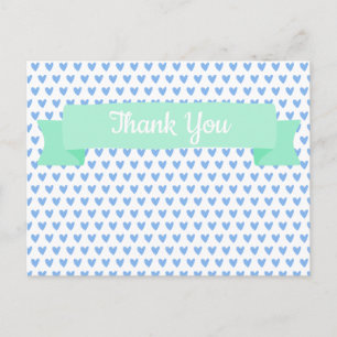 Carte Postale Motif Cœurs Bleus Mignons   Remerciements pour Bab