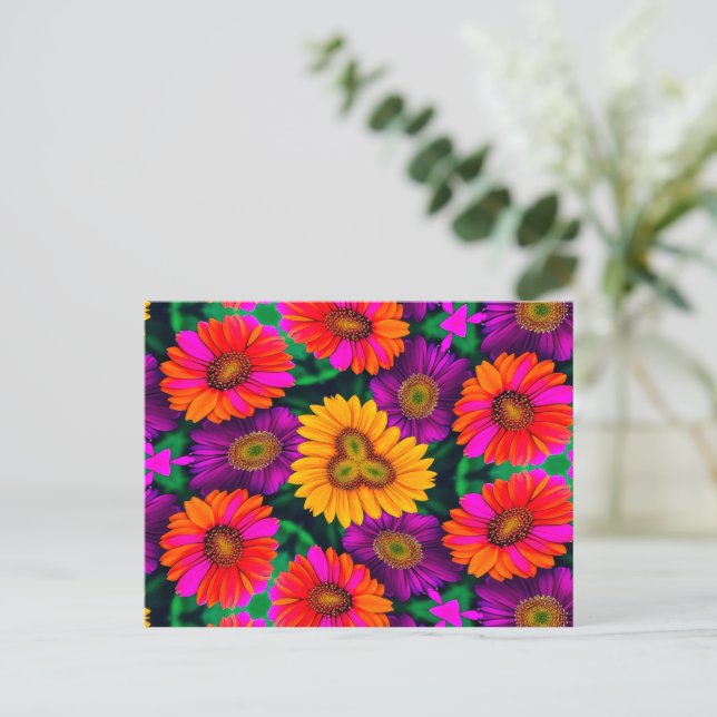 Carte Postale Motif coloré Daisy Bouquet (Debout devant)