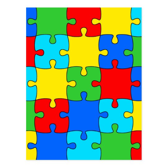 Carte Postale Motif coloré de puzzle denteux | Zazzle.fr