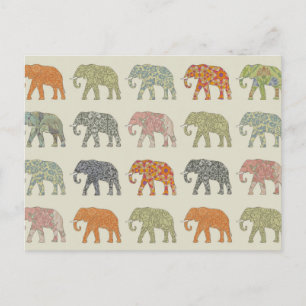 Carte Postale Motif contemporain d'éléphant animal coloré
