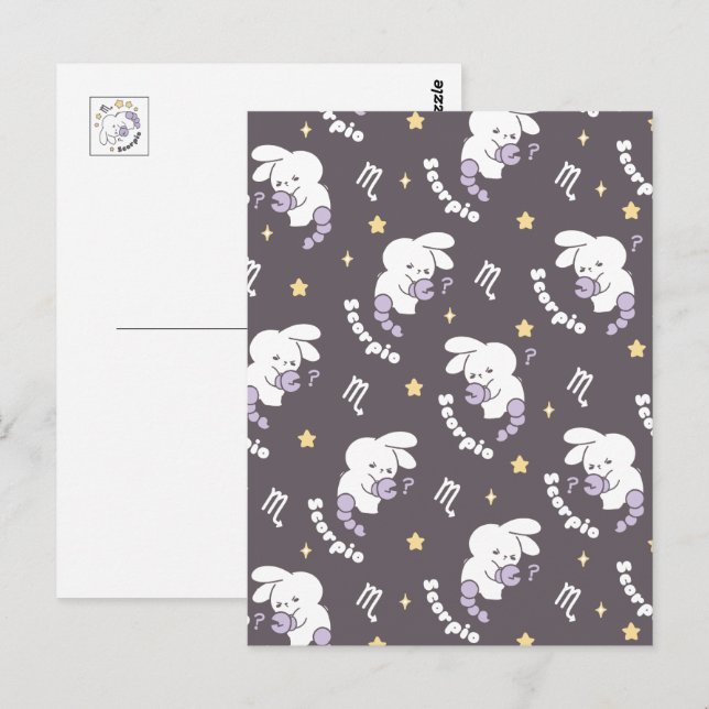 Carte Postale Motif cosmique du scorpion de Loppitokki : Lapin A (Devant / Derrière)