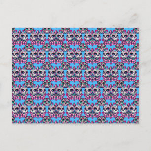 Carte Postale Motif crâne de sucre coloré