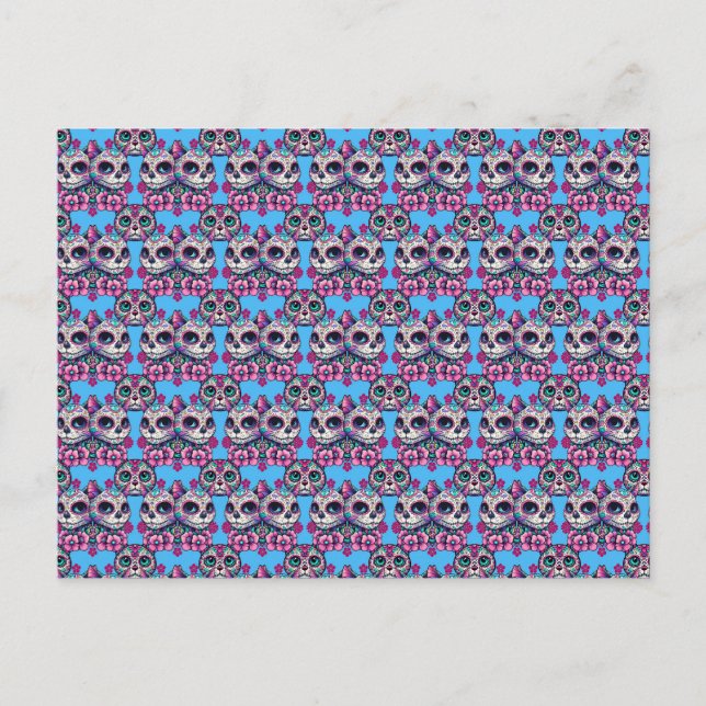 Carte Postale Motif crâne de sucre coloré (Devant)