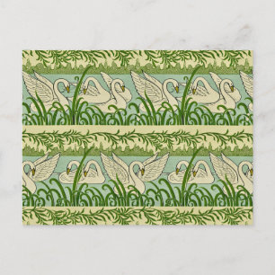 Carte Postale Motif Cygne Art Nouveau – Cygne Botanique Vintage