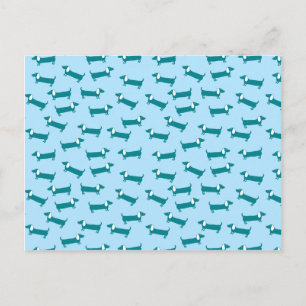 Carte Postale Motif Dachshund en combinaison bleue