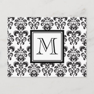Carte Postale Motif Damas noir 2 avec votre Monogramme