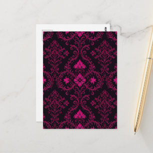 Carte Postale Motif damassé gothique violet et noir