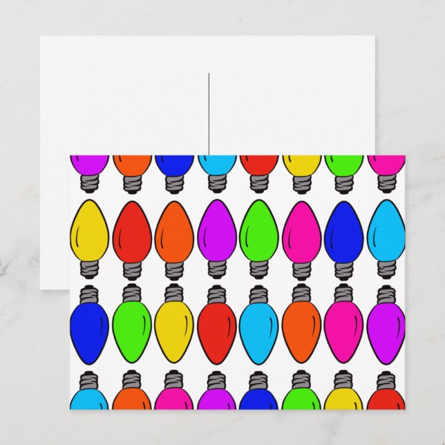 Carte Postale Motif d'ampoules de Noël (Devant / Derrière)