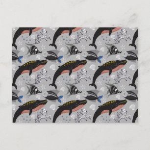 Carte Postale Motif d'animaux aquatiques vie sous-marine océan