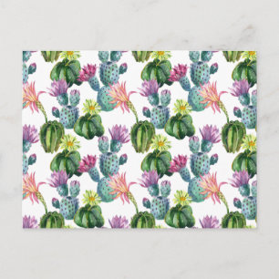 Carte Postale Motif d'aquarelle Cactus Art